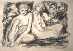 Two Seated Figures, Lithograph 8" x 10"